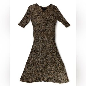 BCBG Maxazria brown + tan (Camel color combo) fit & flare knit dress Size Medium